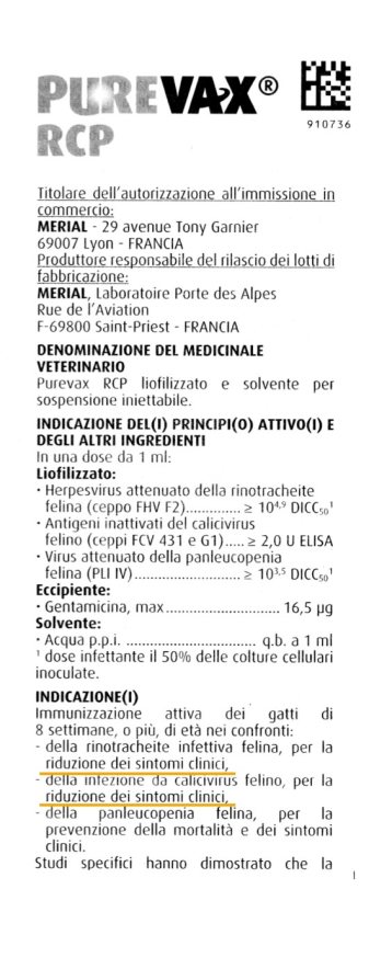 Bugiardino vaccino gatti