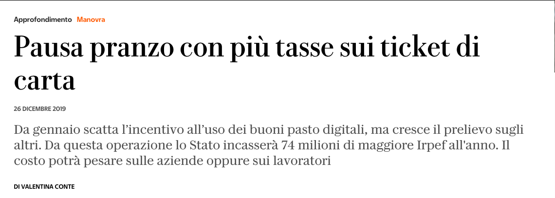 Tasse sui buoni pasto