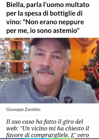 Uomo multato per bottiglie di vino