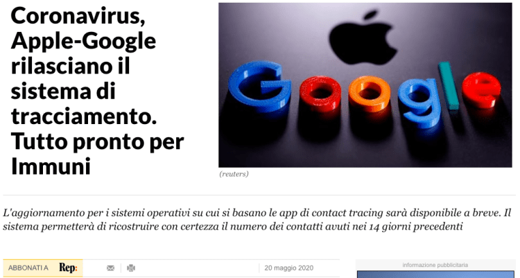 Google e Apple tracciamento